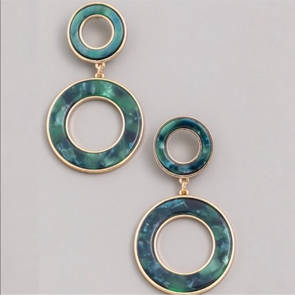 Posh Threadz Jewelry - Mia Green and Gold Acetate Circle Drop Earrings